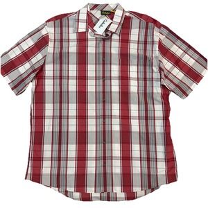 Cabelas Men's XLT NWT Red & White Plaid Short Sleeve Pocket Shirt